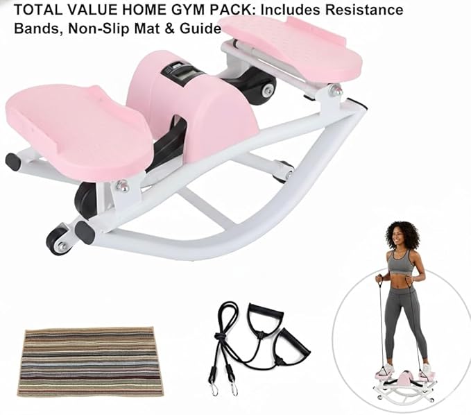 Woodye Lateral Thigh Trainer & Ski Simulator - U-Shaped Side Stepper for Home Workout, Quiet Glide Sculpting Machine for Glutes & Inner Thighs, Resistance Bands & Mat Included