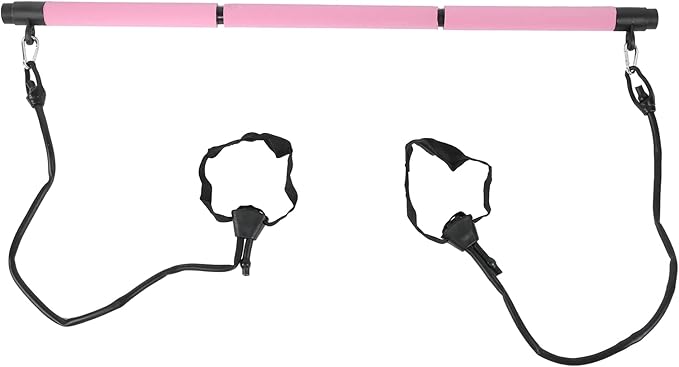 Adjustable Pilates Bar Portable 3 Sections Pilates Workout Stick Body Building Puller Yoga Pull Rods for Home Gym Office Travel Fitness Equipment Steel Pipe Foam 35 Inches