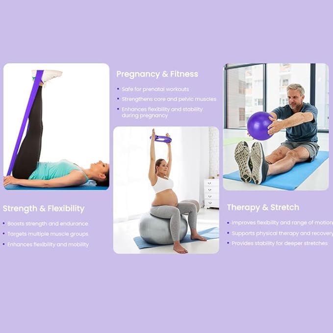 Pilates Essentials Kit for Women,2025 New Pilates Kit for Home Workouts,Beginners Home Pilates Essential Kit,Hip Exercise Band Yoga Ball,Portable Fitness Equipment for Core Strength, Stretching