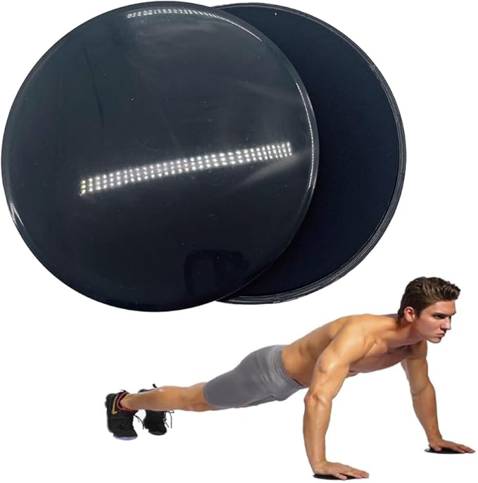 Exercise Sliders for Working Out Black Fitness Discs for Pilates Women Men, 2 Pack