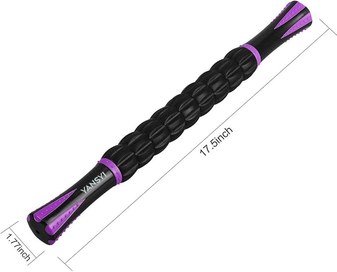 YANSYI 9-Roller Muscle Recovery Massage Stick - Deep Tissue Massager for Post-Workout Recovery & Pain Relief (Purple)