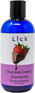 Lick Chocolate Covered Strawberries Massage Oil – Gourmet Dessert Edible Massage Oil with Almond Oil & Vitamin E, Luxurious Glide for Romantic Couples Massage, 8 oz