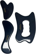 Scienlodic 3 Pcs Gua Sha Massage Tools for Face & Body (Black Gold, Resin) - Scraping Tools for Back, Legs & Muscle Relaxation, Guasha Facial Tool for Jawline Contouring & Puffiness Reduction