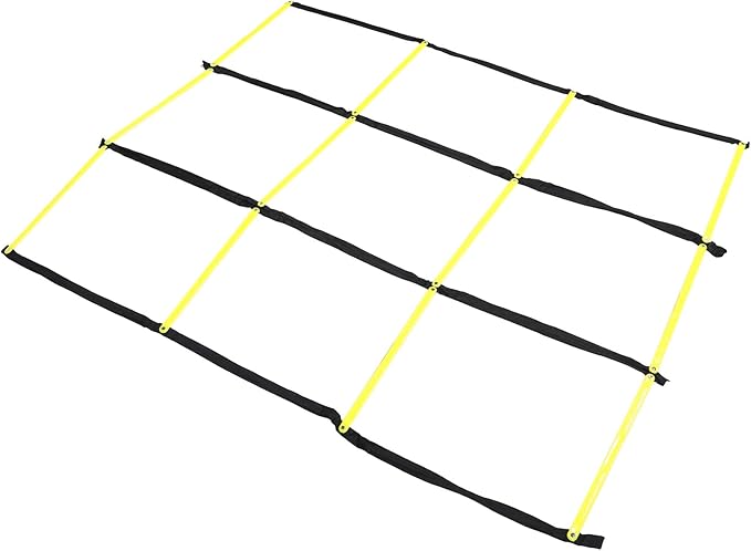 Multi-Sport Agility Ladder with Nine-Square Design, Yellow Foldable Training Ladder for Football Speed and Footwork Drills, Lightweight Soccer Agility Equipment for Athletic