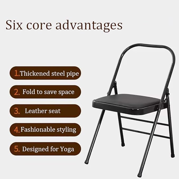 Pilates Yoga Chair,Iyengar Auxiliary Chair,Yoga Chair Reinforced Yoga Special Auxiliary Chair Folding Chair Seat Solid Anti-Slip Black,Black