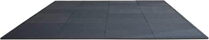 VEVOR 0.56 Inch Thick Gym Floor Tiles, 12 Rubber Top EVA Foam Mats, 24" x 24" Interlocking Puzzle Gym Flooring for Home, Garage, Black & Blue