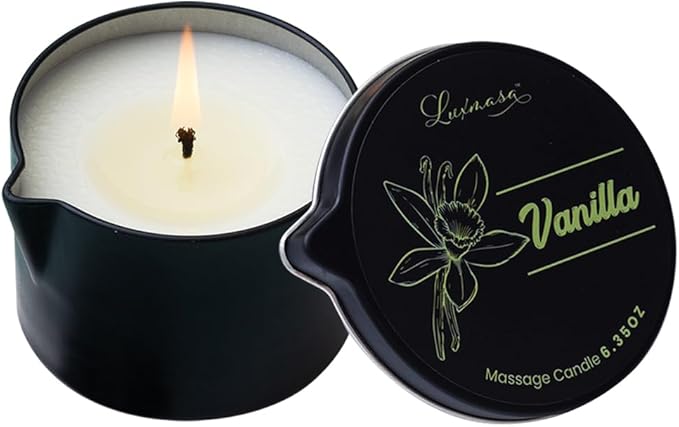 Scented Massage Oil Candle for Body SPA, Low Temp Massage Wax for Skin Care, Nourishing Soybean Oil Coconut Oil Based Candle, Self Care Gifts for Women & Men 6.35 OZ (Vanilla)