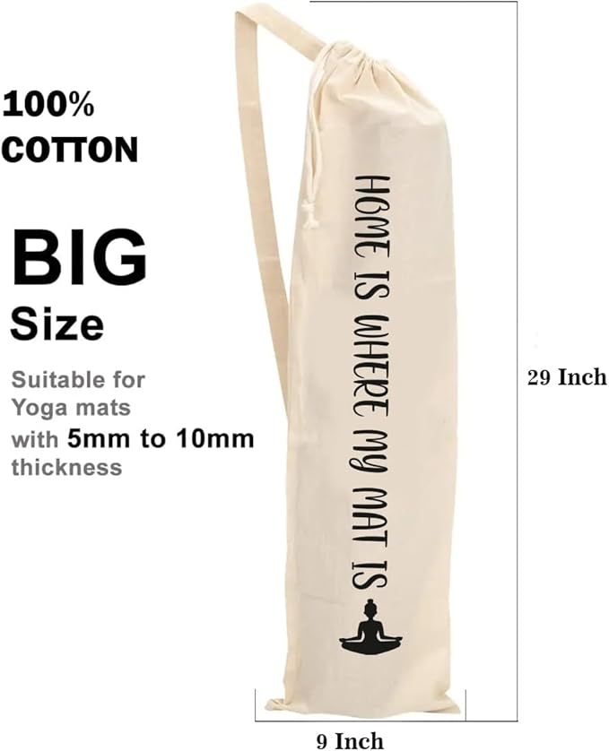Mayatra's Organic Large Yoga Mat Tote Bag Cover -100% Cotton Lightweight,Washable Yoga Dust Bag With Adjustable Strap Unisex