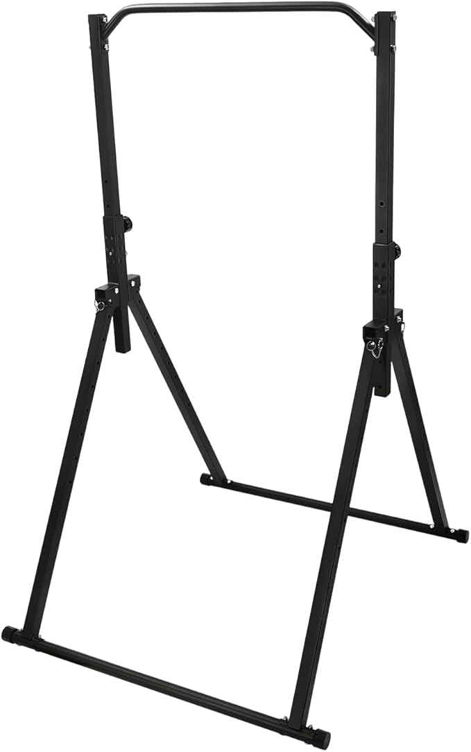 Foldable Pull Up Bar, Power Tower Workout Dip Station, Adjustable Height Home Pull Up Bar, Multifunction Fitness Tower Station Training Equipment, for Home Gym Strength Train 440LBS