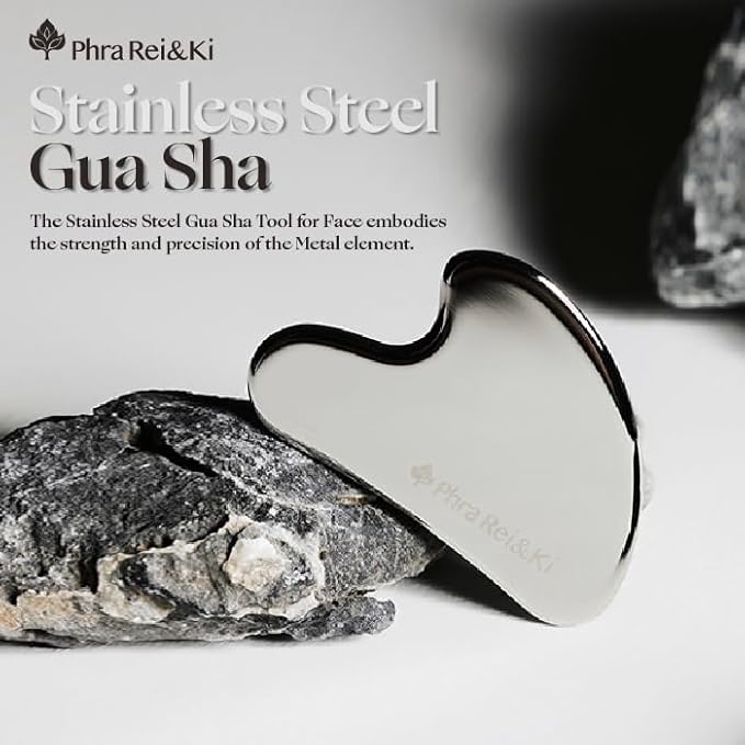 Phra Rei&Ki] Gua Sha Facial Tools, Customed Natural Jade Stone, Gua Sha Tool for Face, Manual Massage Tool for Jawline Sculpting, Puffiness Reducing and Face Lifting, Massager for Skin-Care