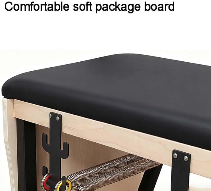 Pilates Stability Chair ,with Soft Padded Seat & Back, Adjustable Spring & Foldable Design - Home Gym Equipment for Full Body Strength, Balance & Core Training