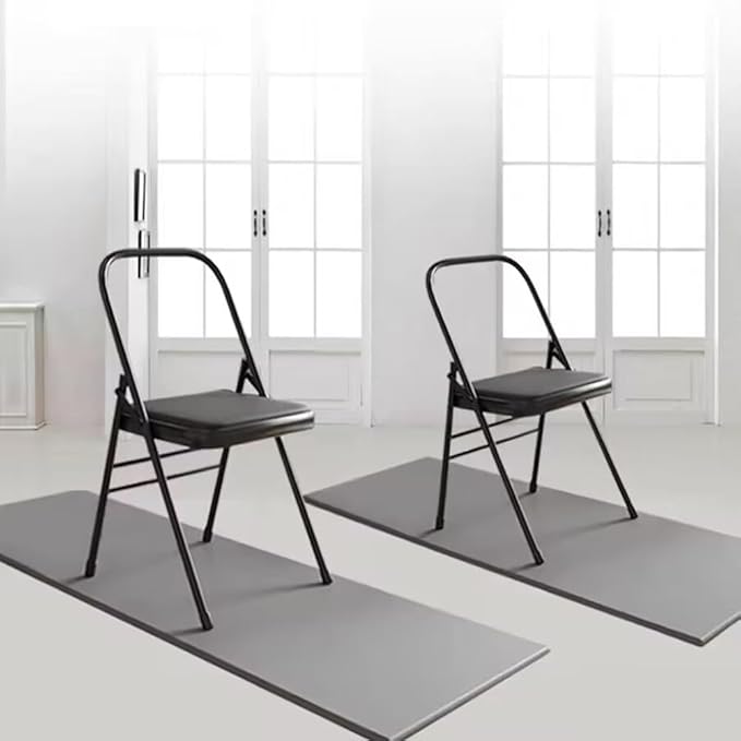 Pilates Yoga Chair,Premium Backless Metal Yoga Chair,Iyengar Auxiliary Chair Suitable for A Variety of Yoga Practices,Black