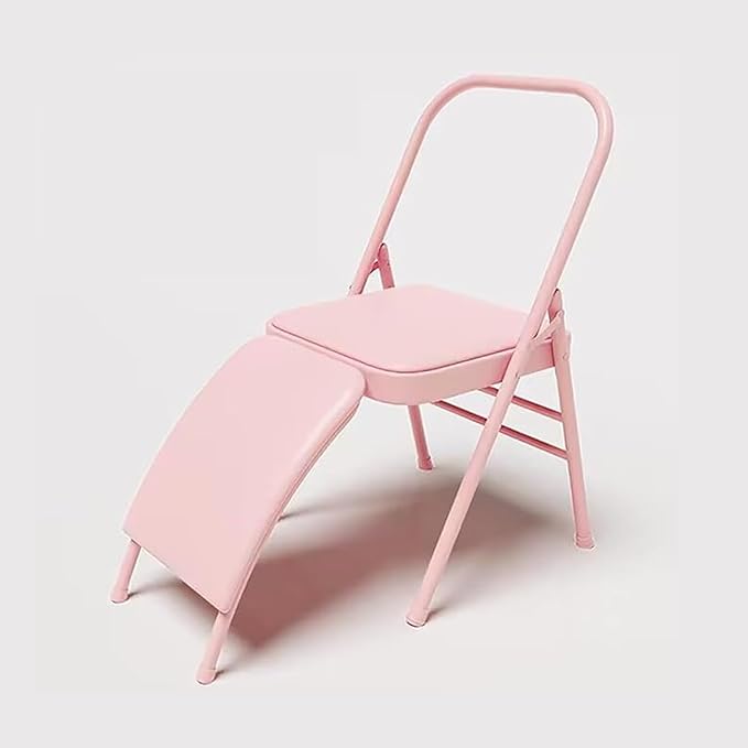 Yoga Auxiliary Chair, Yoga Chairs for Adults with Lumbar Back Support, Yoga Chair for Balance，Easy Storage，Strong Load-Bearing Capacity，as a Stool or a Meditation Chair，Load300kg(Pink)