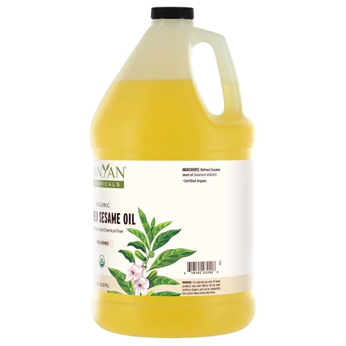 Banyan Botanicals Refined Sesame Oil – Organic Sesame Oil for Skin, Body, Hair & More – Multiple Sizes – 128 oz – Non GMO Sustainably Sourced Vegan