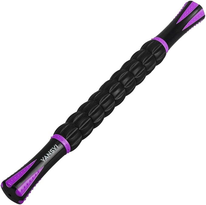 YANSYI 9-Roller Muscle Recovery Massage Stick - Deep Tissue Massager for Post-Workout Recovery & Pain Relief (Purple)