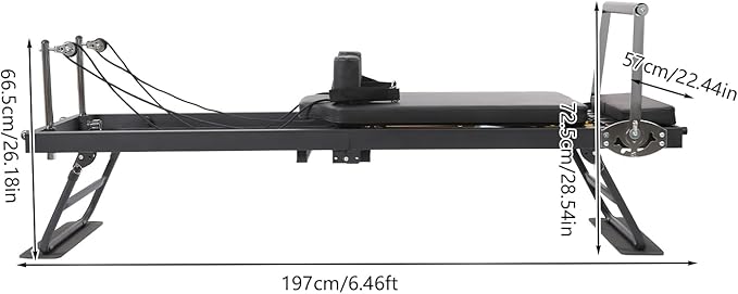 Multifunctional Yoga Fitness Equipment, Foldable Pilates Reformer Machine, Pilates Exercise Equipment Up to 264.55lbs Weight Capacity for Homes, Offices, Yoga Studios (Black)