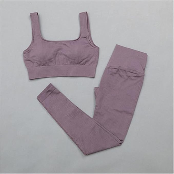 Women Gym Suit Fitness Set Sports Clothing Women Gym Clothing Yoga Clothing Yoga Sets Fitness Suit (Color : Deep Purple Bra Set, Size : Large)