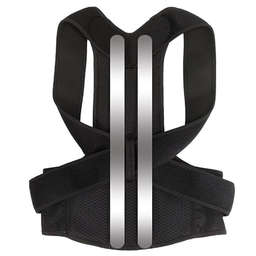 MBROS Adjustable Posture Corrector Lumbar Back Support Brace Breathable Deportment Corset for Spine Back Stretcher Orthopedic Back (Color : Black, Size : XL)