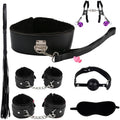 Fashion Practical Plush Leather Wrist 7-Piece Pilates Set, Fun Whip Indoor Fitness Yoga Equipment (Black), Couple Gift