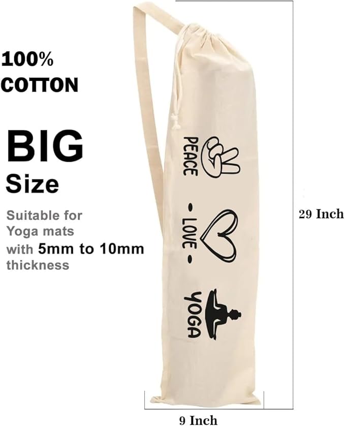 Mayatra's Organic Large Yoga Mat Tote Bag Cover -100% Cotton Lightweight,Washable Yoga Dust Bag With Adjustable Strap Unisex