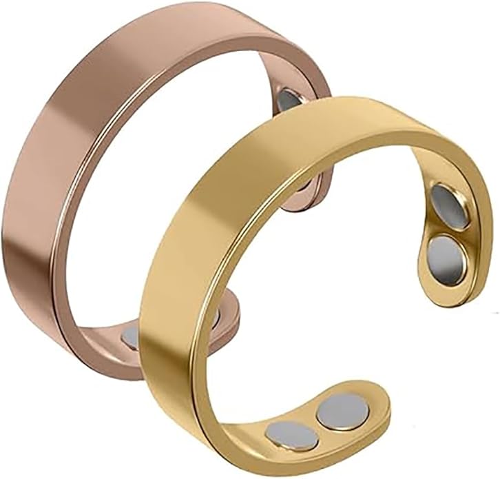 Stainless steel lymphatic magnetic therapy ring, adjustable fatigue relief sleep magnetic finger ring, open magnet unisex ring