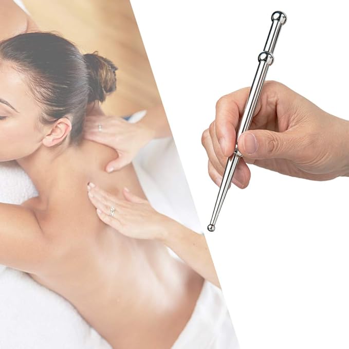FeelFree Sport Stainless Steel Manual Acupressure Pen-Trigger Point Massage Tool-Reflexology Pressure Point Massager Tool for Relaxing Deep Tissue (A)