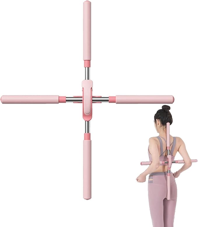 Yoga Sports Training Sticks Stretching Tool for Adults and Kids Back Straightener Posture Corrector Retractable Back Support Hump Posture Orthotics (Color : Pink, Size : 54-86cm)