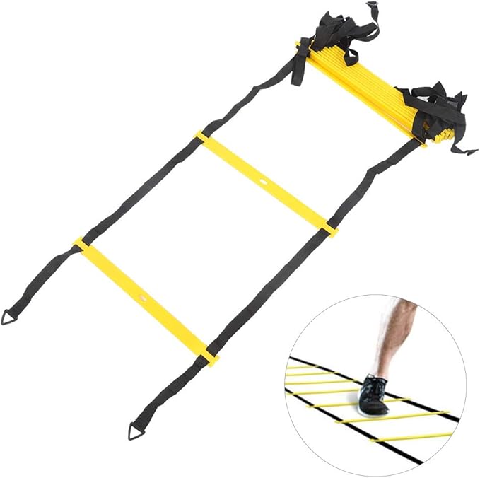 Agility Ladder, 12 Rungs PP Speed Ladder Adjustable Foldable Training Ladders with Triangular Hook and Loop for Soccer, Speed, Football Fitness Feet Training