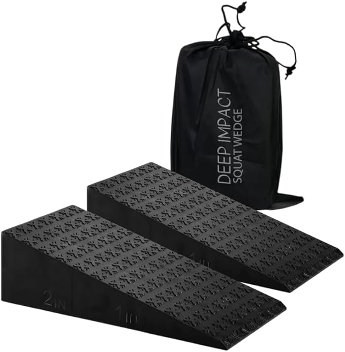Squat Wedge & Calf Raise Block, 2-PCS Non-Slip Heel & Foot Elevated Slant Board for Workout, Weightlifting, Physical Therapy & Calf Stretching, For Men & Women
