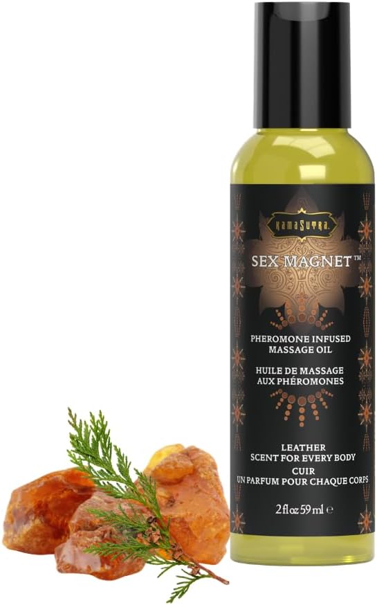 KAMA SUTRA Sex Magnet Pheromone Massage Oil Leather- 2 Fl Oz Bold Leather Scent
