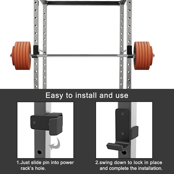 Kipika J-Hooks for 2'x2'and 3'x3' Power Rack - Bottom Reinforced Steel Hooks with Rubber Pad - Set of 2