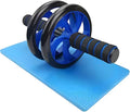 Abdominal Roller Wheels Ab Trainer with Knee Pad Core Workout Exercise Muscle Fitness Equipment Men Women for Home Office Gym Outdoors (Blue And Black)