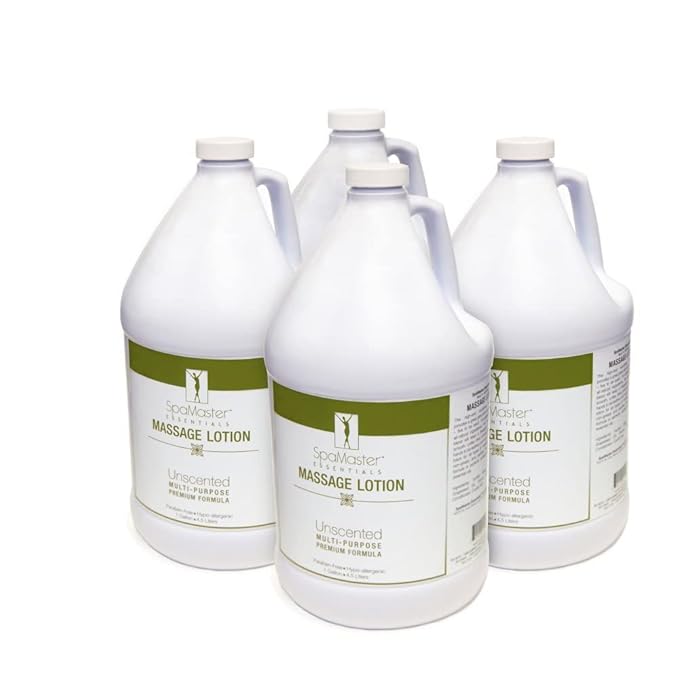 Master Massage Massage Unscented Lotion for Massage Therapy - 1 Gallon - 100% Natural, Skin-Nourishing Formula, Ideal for Professionals and Home Use, Pack of 4