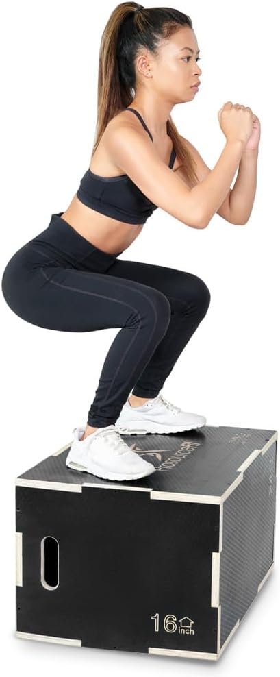ProsourceFit 3-in-1 Wood Plyometric Jump Box For Cross Conditioning, Agility, Vertical Jump Training & Plyo Workouts