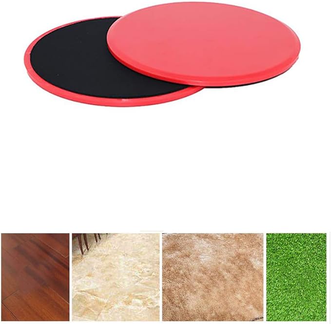 Exercise Core Sliders, 2 Pcs Dual Sided Gliding Discs Use on Carpet or Hardwood Floor, Fitness Slides for Gym, Home, Outdoor Training Abdominal Workout, Red