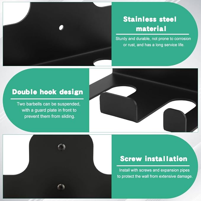 Barbell Wall Holder, Garage Gym Bar Wall Rack, Vertical Barbell Mount Rack, Space Saving Commercial or Home Gym Accessory,Holds Under 30mm Bar Size