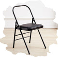 Foldable Iyengar Yoga Chair, Black, 18inch Seat Height, Adult, Indoor, Faux Leather, High Back, Armless, Rectangular, Compact, Yoga, 1 Count