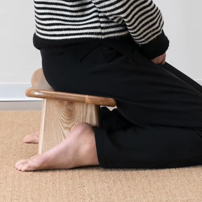 Solid Wood Meditation Stool, Meditation Stool, Church Meditation Stool, Sitting Stool, Tea Kneeling Stool, Meditation Yoga Stool,Brown and Cushion
