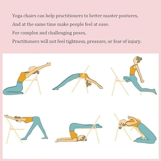 Pilates Yoga Chair,Professional Iyengar Auxiliary Chair,Hardened Thick Yoga Folding Chair,Solid Anti-Slip, Stable,Foldable and Portable Backless Chair,Purple-Yoga Chair (Without Waist Drag)