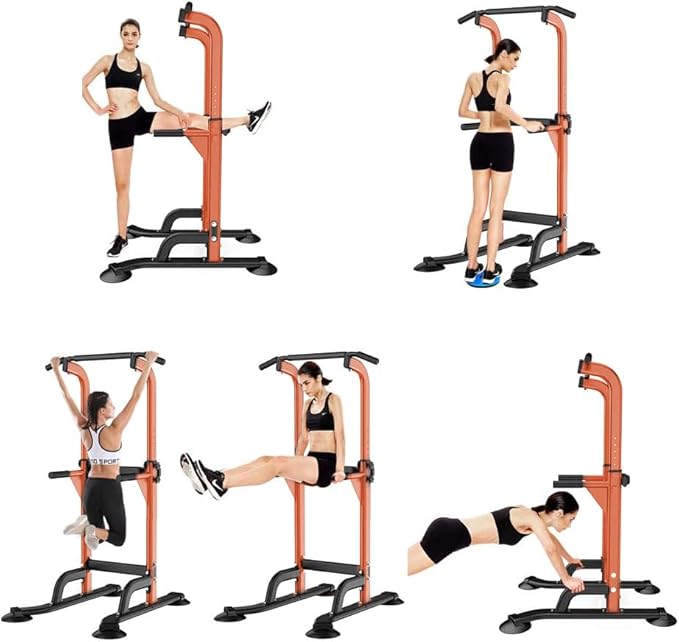 SogesHome Power Tower Pull Up Bar and Dip Station, Height Adjustable Dip Stand Exercise Machine for Home Gym, Multi-Functional Free Standing Strength Training Fitness Workout Station