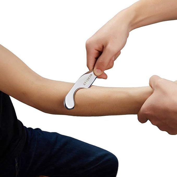STICKON Stainless Steel Gua Sha Scraping Massage Tool Set IASTM Tools Great Soft Tissue Mobilization Tool (J Shape)