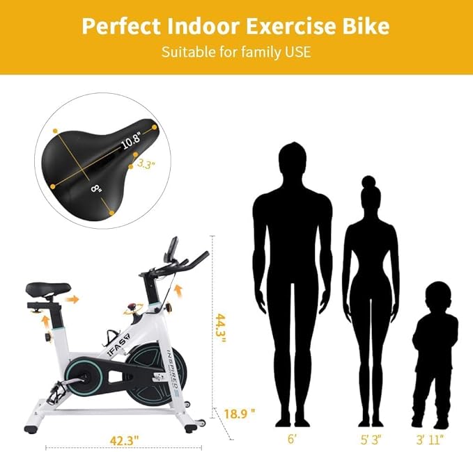 Adjustable Resistance Indoor Exercise Bike with LCD Monitor, Quiet Magnetic Drive, Stable Flywheel, Home Gym Cardio Trainer for Weight Loss and Fitness