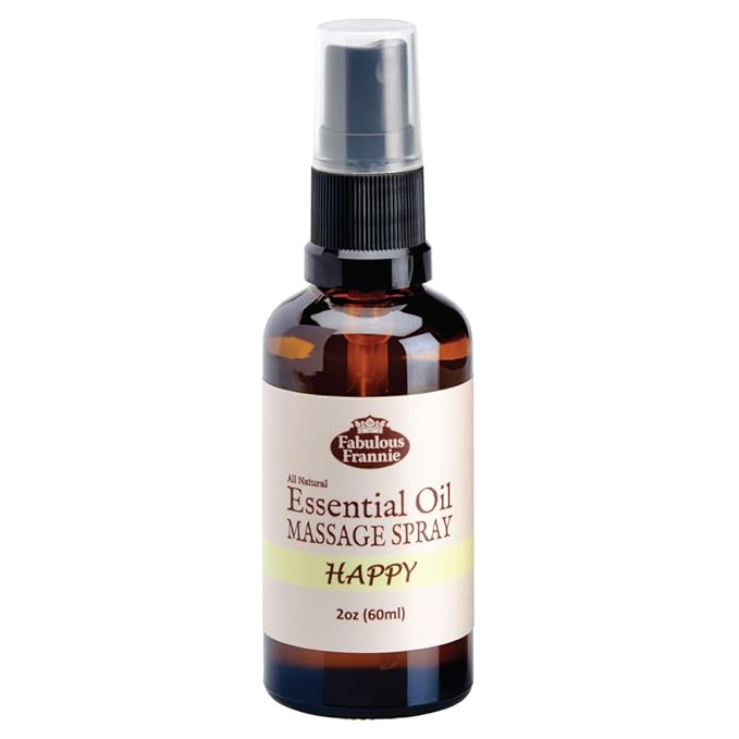 Fabulous Frannie Happy Healthy Massage Spritz Carrier Oils and Bergamot, Grapefruit and Ylang Ylang Essential Oils 2oz
