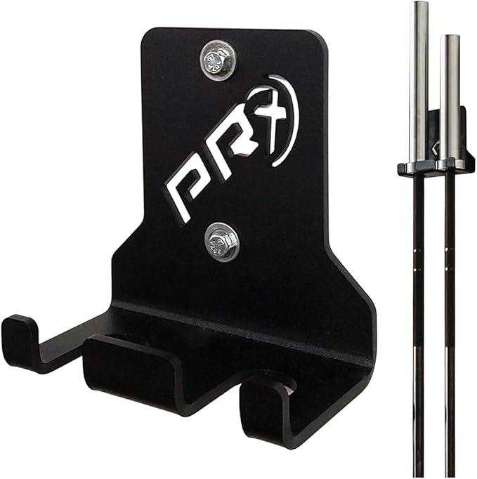 PRx Performance Wall-Mounted Barbell Storage Rack - Space-Saving 2-Bar Holder for Home & Commercial Gym, American-Made, Durable Fitness Equipment, Ideal for Workout and Garage Gym Accessory, Black