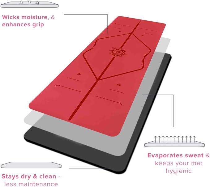Liforme Special Yoga Mat – Free Yoga Bag Included - Patented Alignment System, Warrior-like Grip, Non-slip, Eco-friendly, Sweat-Resistant, Long, Wide, 4.2mm thick mat for comfort