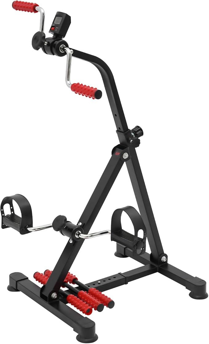 Pedal Exerciser Bike, Fitness Bike with LCD Screen, Adjustable Height Exerciser Bike,Hand Arm Leg and Knee Stroke Recovery Equipment for Seniors, Elderly Physical Therapy Sit Exercise