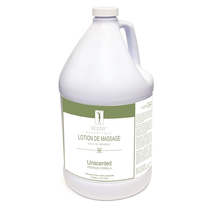 Master Massage - Organic, Unscented, Vitamin-Rich and Water-Soluble Massage Lotion - 4 Gallon Bottle Per Pack