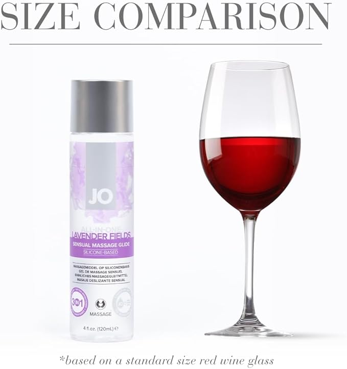 JO Lavender Silicone Massage Oil – Fragrance Free Long Lasting Personal Lube & Massage Glide – 4 fl oz (Pack of 2)