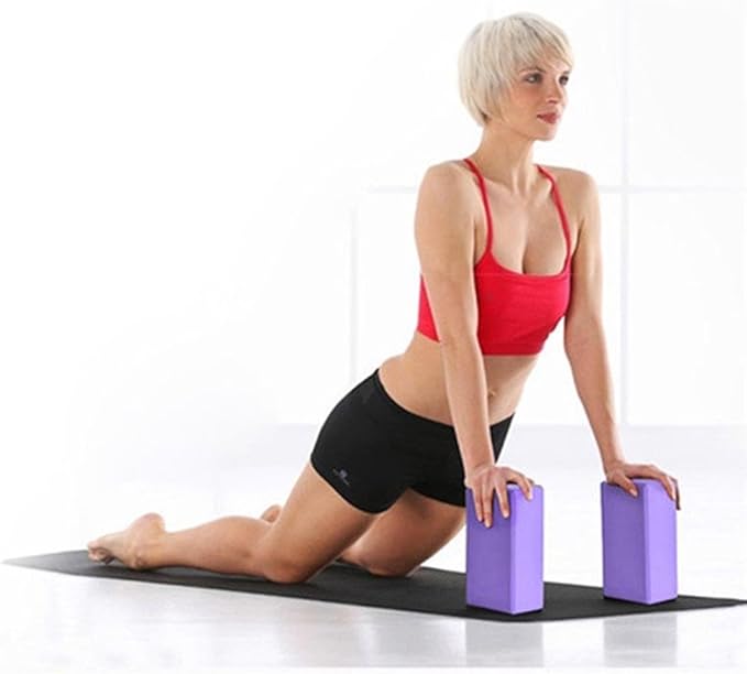 Yoga Block (Set of 2) - EVA Foam Block Soft Surface Foam Bolster Pillow Cushion Exercise Gym Training Pilates Meditation