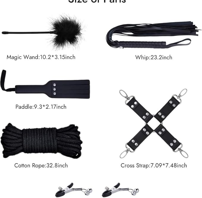 Delicate Plush Stretching Belt Set+Cute Hip Accessories, Multi Functional 11 Piece Set for Bed Putra (Black) - Y6